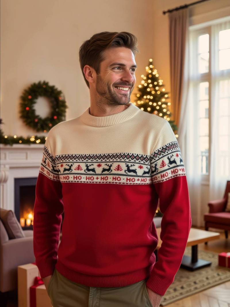 Jacquardpullover für Damen oder Herren Capsule FAMILY HO HO HO von Vertbaudet
