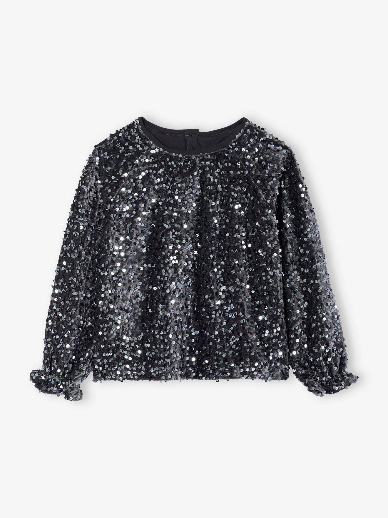 Weihnachts-Bluse Mädchen mit Pailletten von Vertbaudet