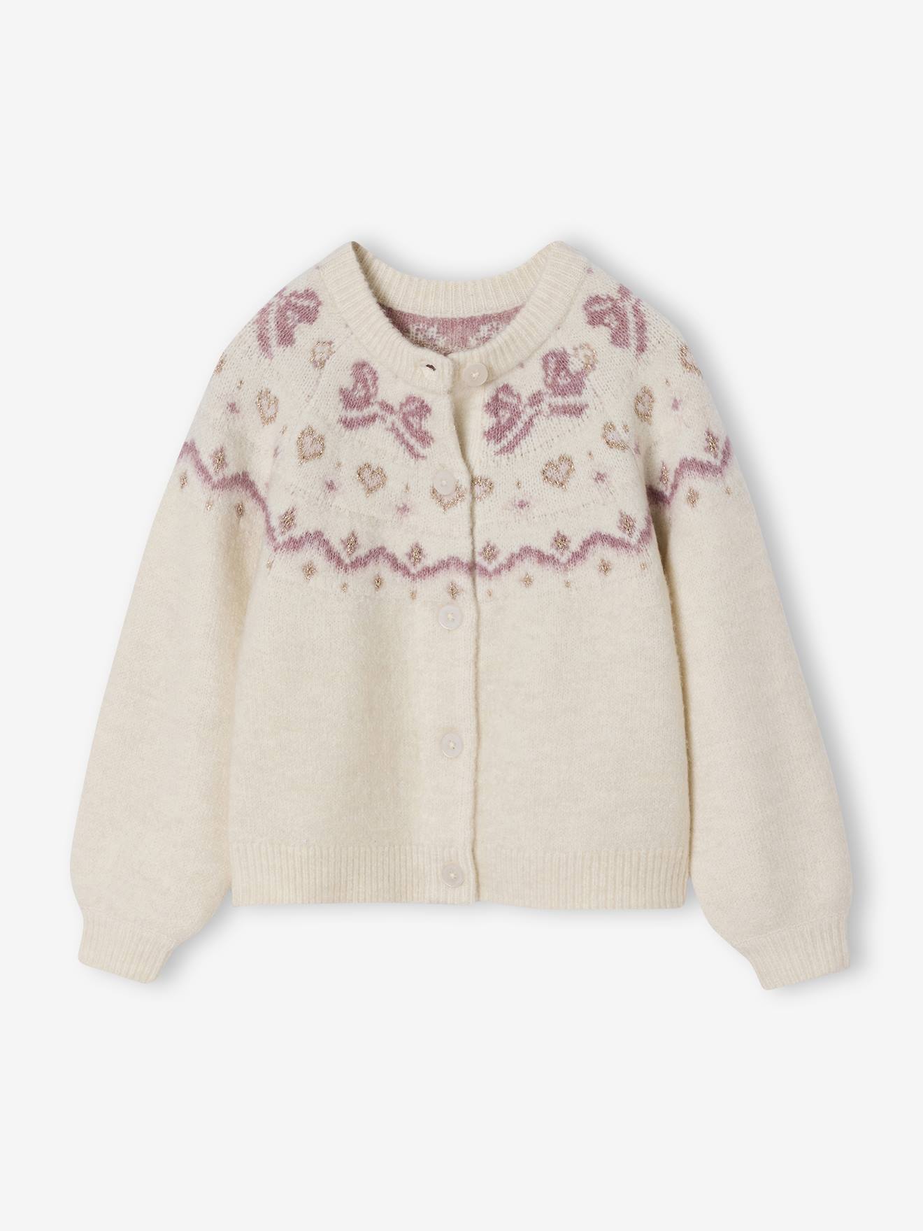 Weihnachts-Strickjacke mit Jacquardmuster und Glitzerdetails von Vertbaudet