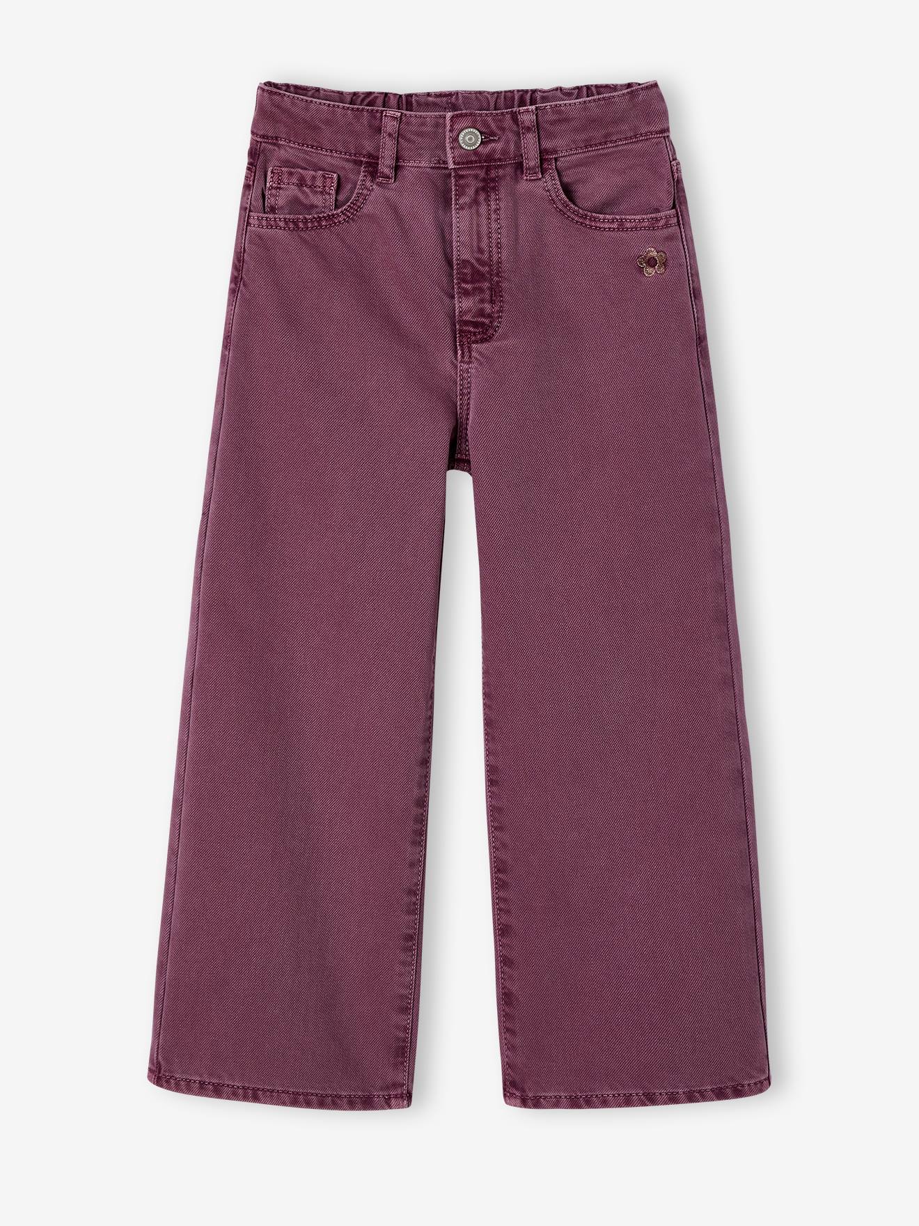 Weite Mädchen Hose mit Blumenstickerei von Vertbaudet