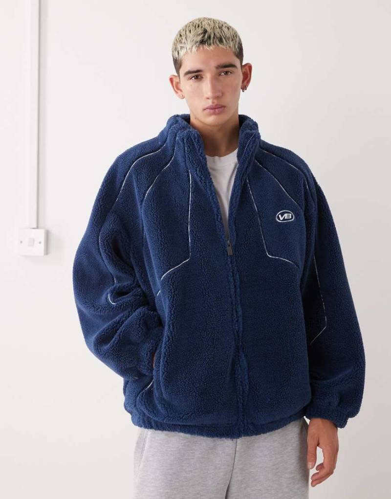 Vertere Berlin - Nite - Fleecejacke in Marineblau mit durchgehendem Reißverschluss von Vertere Berlin