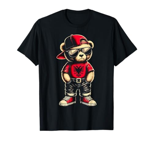Vertrau mir Bruda Albanischer Teddybär Albanien Flagge Outfit Street T-Shirt Unisex Kinder Schwarz Klein Vertrau mir Bruda Albanischer Teddybär Albanien Flagge Outfit Street T-Shirt Unisex Kinder Schwarz Klein von Vertrau mir Bruda