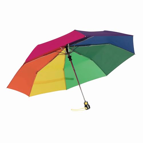 Preiswert&Gut Regenschirm ultraleicht Taschenschirm mit Automatik, 28 cm Länge, 96 cm Spannweite, bunter Taschen Schirm Regenbogen mit Futteral & Metallgestänge für Damen & Herren von Vertrieb durch Preiswert & Gut