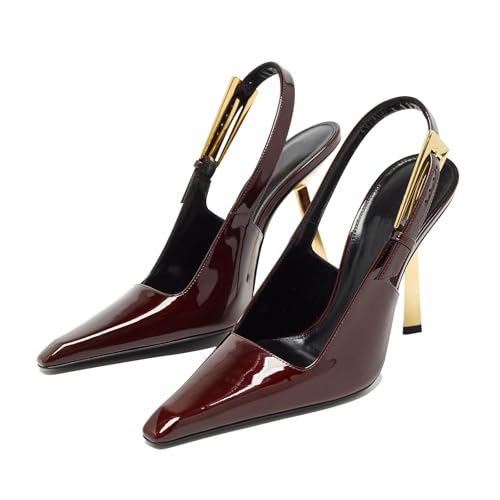 Vertundy Damen-Pumps mit Stiletto-Absatz, geschlossen, spitzer Zehenbereich, Partykleid, Pumps, Weinrot, 42 EU von Vertundy