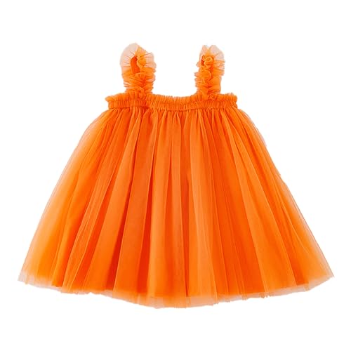 Baby Mädchen Tutu Kleid Säugling Tüll Kleider Kleinkind ärmelloses Sommerkleid Rock Säugling Kleinkind Kinder Prinzessin Party Tüll Sommerkleid Orange 90 12–18 Monate von Verve Jelly