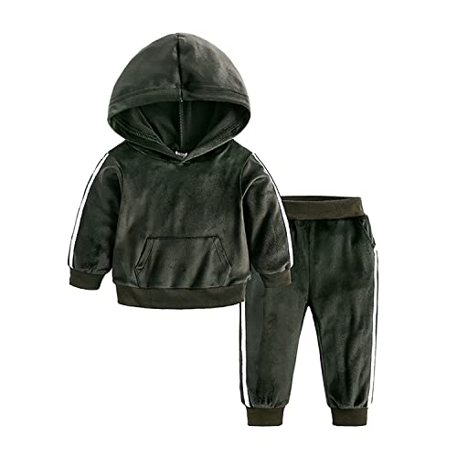 Kinder Kleinkind Baby Girls Jungen Herbst Winter Wintertracksanzug Velvet Hoodie Sweatshirt Tops Hosen Sweatsuit Outfits Grün 80 9-12 Monate von Verve Jelly