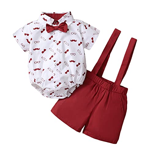 Kleinkind Baby Boy Gentleman Anzug Smoking Bowtie Strampler Hochzeit Hosenträger Hosen Overalls Kleidung Kuchen Smash Outfit Rot 90 6-12 Monate von Verve Jelly