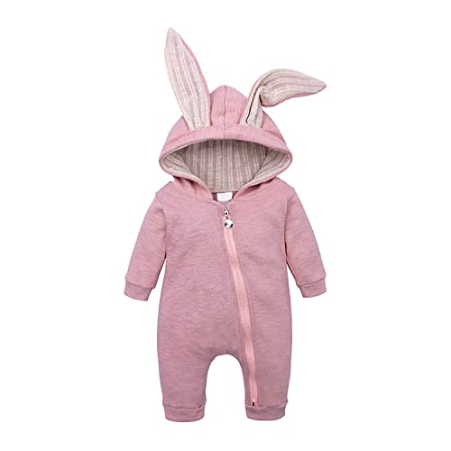 Verve Jelly Kleinkind Baby Unisex Cute Bunny Ear Langarm Reißverschluss Strampler Pyjama One Piece Herbst Winter Playwear Rosa 90 12-18 Monate von Verve Jelly