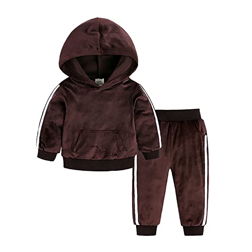 Kleinkindkinder Baby Girls Jungen Velvet Kleidung Einfacher Farbe Langarm Sweatshirt Hoodie Tops Hosen Outfit lässig Tracksuits Kleidung Set braun 110 2-3 Jahre von Verve Jelly