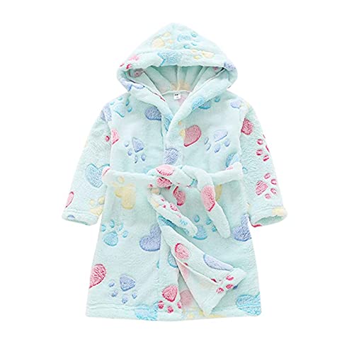 Mädchen Bademantel Weicher Kapuzenbademantel Nachtwäsche Loungewear für Mädchen Kleinkind Kinder Schlafrock mit Gürtel Blau 90 2-3 Jahre von Verve Jelly