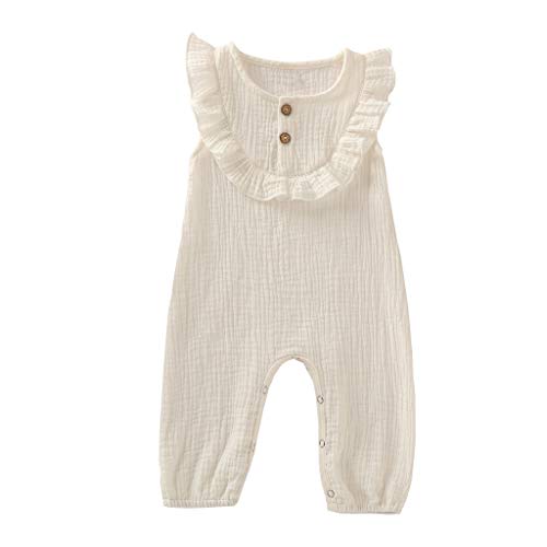 Neugeborenes Baby Mädchen Jungen Sommerkleidung Baumwolle Leinen Ärmelloser Strampler Solider Bodysuit Jumpsuit Overalls Outfits von Verve Jelly