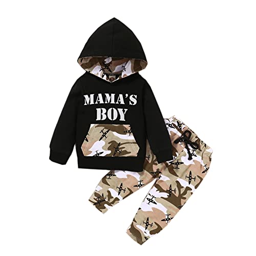 Verve Jelly 2 stücke Säugling Kleinkind Baby Jungen Mädchen Brief T-Shirt Tops Camo Hosen Böden Kleidung Set Camo 1-Mama's boy 100 2-3 Jahre von Verve Jelly