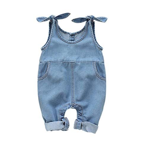 Verve Jelly 6-12 Monate Kleinkind Baby Mädchen Kleidung Cowboy Denim Stoff Footless Romper Jumpsuit Outfit von Verve Jelly