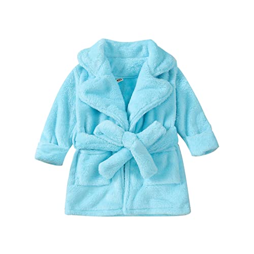 Verve Jelly Baby Bademantel Kleinkind Jungen Mädchen Bademantel Weicher Flanell Bademäntel für Unisex Kinder Pyjamas Nachtwäsche Blau 80 1-2 Jahre von Verve Jelly