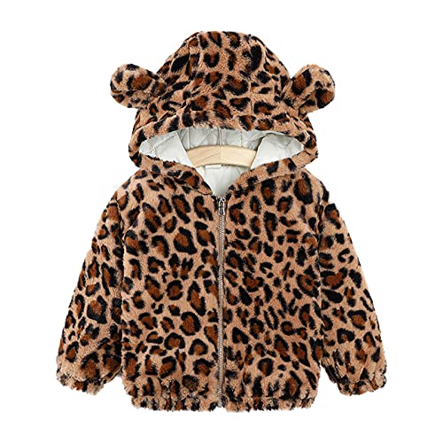 Verve Jelly Baby Fleecemantel Kleinkind Jungen Mädchen mit Kapuze Reißverschluss Jacke Leopardenoberteile Oberbekleidung Mantel warm Herbst Winter Kleidung Leopard, 120, 4–5 Jahre von Verve Jelly