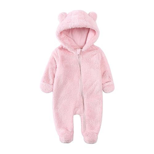 Verve Jelly Baby Jungen Mädchen Jumpsuit Hoodie Strampler Reißverschluss Langarm Einteilige Outfits Warme Kleidung für Unisex Light Pink 3 0-3 Monate von Verve Jelly