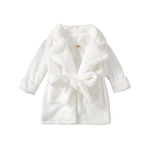 Verve Jelly Baby Jungen Mädchen Robe Homewear Kinder Bademäntel Plüsch Sherpa Nachtwäsche Flanell Robe Winter Night-Robe Weiß 90 2-3 Jahre von Verve Jelly