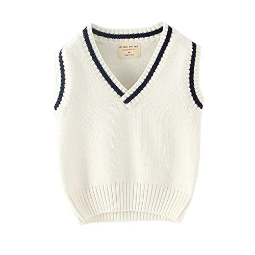 Verve Jelly Baby Jungen Mädchen Strickpullover Weste Kinder Winter Pullover Weste für Schuluniform, Weiß, 120, 4-5 Jahre von Verve Jelly