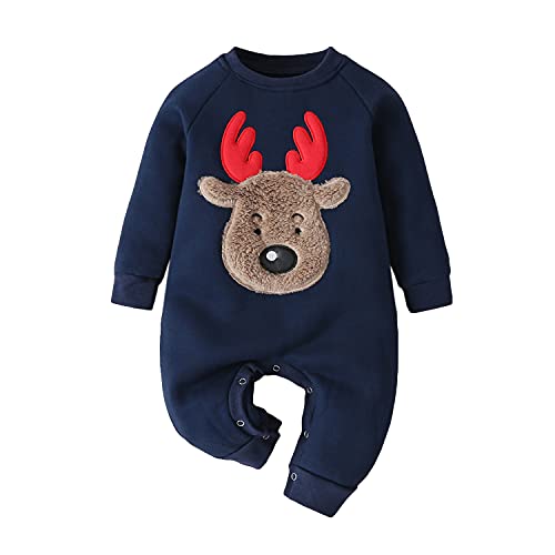 Verve Jelly Baby Jungen Mädchen Weihnachten Strampler Outfits Neugeborenes My First Xmas Outfit Rot Baby Strampler Herbst Winter Kleidung Set Blau 68 3-6 Monate von Verve Jelly