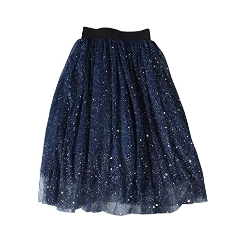 Verve Jelly Baby Kleines Mädchen Lange Tüllröcke Outfit Sternenhimmel Bedruckt Lagen Mesh Hochzeit Prinzessin Kleid 140 Marineblau 9-10 Jahre von Verve Jelly