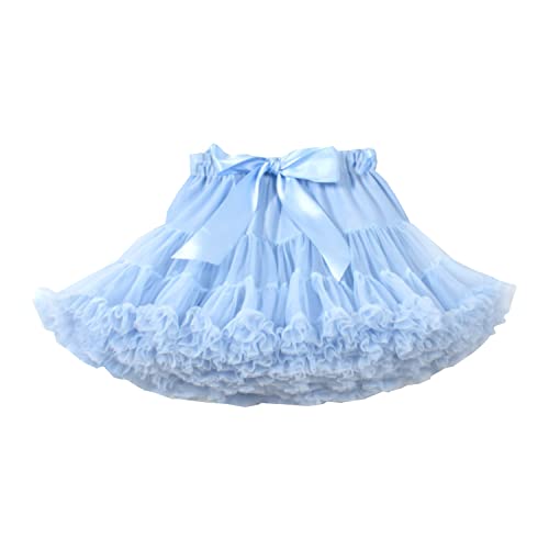 Verve Jelly Baby Mädchen Einfarbig Tutu Ballett Layered Tüll Tanzrock Layered Tüll Tutu Rock für Neugeborene Mädchen Blau L 8-10 Jahre von Verve Jelly