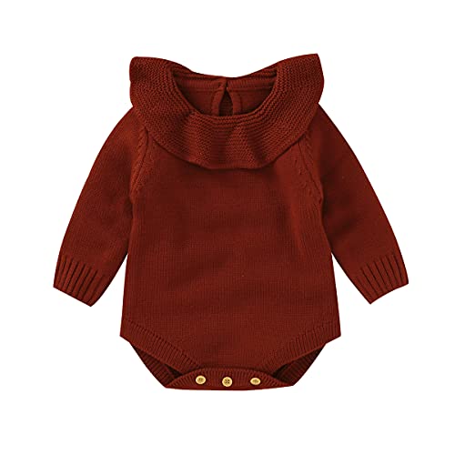 Verve Jelly Baby Mädchen Einteiliger Strampler Baumwolle Einfarbig Body Overall Herbst Winter Kleidung Set Rot 100 12-18 Monate von Verve Jelly