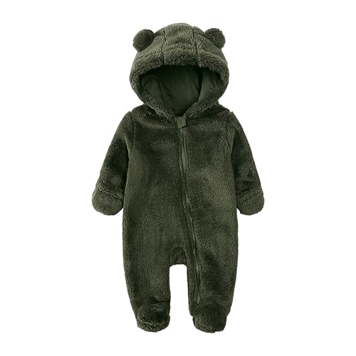 Verve Jelly Baby Mädchen Jungen Footies Strampler Kapuze Unisex Fleece Jumpsuit Neugeborene Outfits für Winter Grün 12 9-12 Monate von Verve Jelly