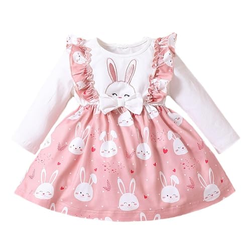 Verve Jelly Baby-Mädchen-Ostern-Outfits Kleinkind-Mädchen langärmelig Hasen-Druck Tutu-Röcke Rüschenkleid Kleidung Rosa 18–24 Monate von Verve Jelly