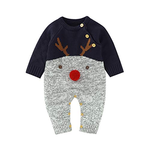 Verve Jelly Baby Weihnachten Outfit Strickpullover Rentier Jumpsuit Neugeborene Weihnachten Bodysuit Strampler Kleidung Outfits von Verve Jelly