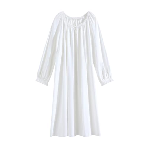 Verve Jelly Damen Nachthemd Langarm Nachtwäsche Vintage Victoiran Spitzennachthemd Loungewear Prinzessin Nachthemd Weiß Langarm XL von Verve Jelly