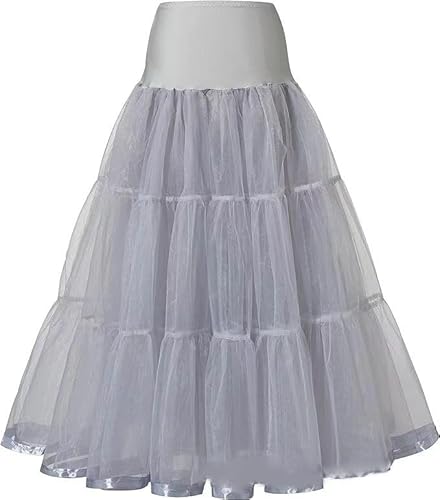 Verve Jelly Damen Petticoat mit elastischer Taille Chiffon Petticoat Puffiger Tutu Tüllrock Prinzessin Ballett Tanz Pettiskirts Unterrock Grau Klein/Mittel von Verve Jelly