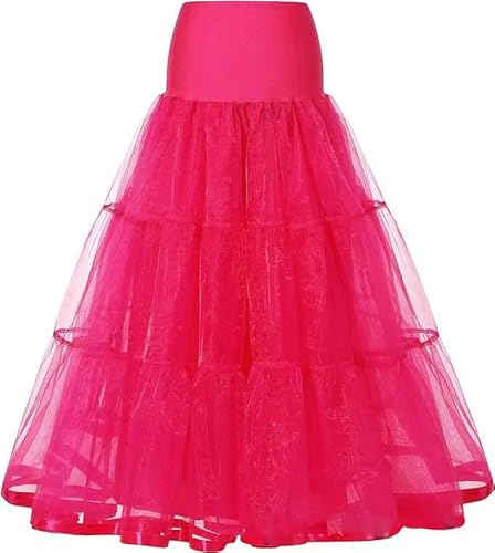 Verve Jelly Damen Petticoats Knöchellang Lang Übergröße Hochzeitsunterrock Reifrock Unterrock für Abschlussball Abendkleid Hochzeitskleid Rosarot Klein/Mittel von Verve Jelly