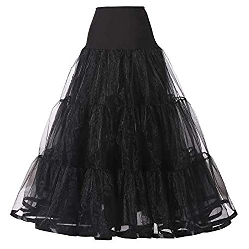 Verve Jelly Damen knöchellange Petticoats lange Hochzeit Petticoat Slips Crinoline Unterrock für Abschlussball Abend Hochzeitskleid, Schwarz , Small-Medium von Verve Jelly