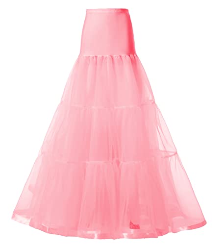 Verve Jelly Frauen Krinoline Petticoat Reifrock Elastischer halber Schlupf A-Linie Unterrock für Hochzeit Ballkleid Brautkleid Rosa L/XL von Verve Jelly