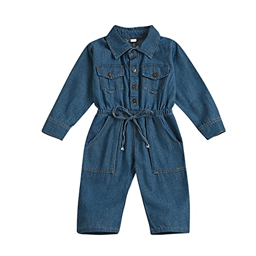 Verve Jelly Kind Kleinkind Baby Strampler Mädchen Langarm Body Denim Overall Bowknot Overall Herbst Einteiliges Outfit Blau 120 5-6 Jahre von Verve Jelly