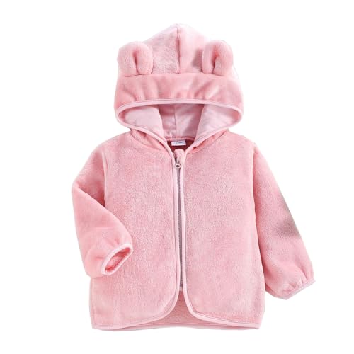 Verve Jelly Kinder Baby Jungen Mädchen Bär Ohr Outwear Einfarbig Hoodie Mantel Winter Warm Mantel Reißverschluss Jacke Herbst Outfit Kleidung Rosa 2-3 Jahre von Verve Jelly