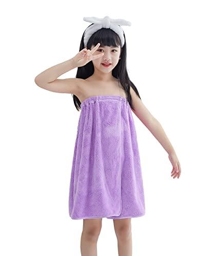 Verve Jelly Kinder Bademantel Mädchen Badetuch Wrap Duschrock Tube Dressing Frottee Baumwolle Badetuch für Mädchen Style A Lila 60 * 120cm von Verve Jelly