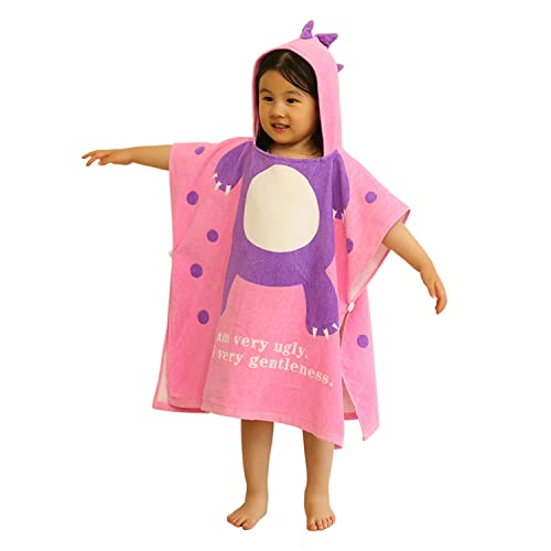 Verve Jelly Kinder Badetuch Bademantel Kinder Mädchen Jungen mit Kapuze Strand Schwimmponcho Dinosaurier Muster Rosa M 5-7 Jahre von Verve Jelly