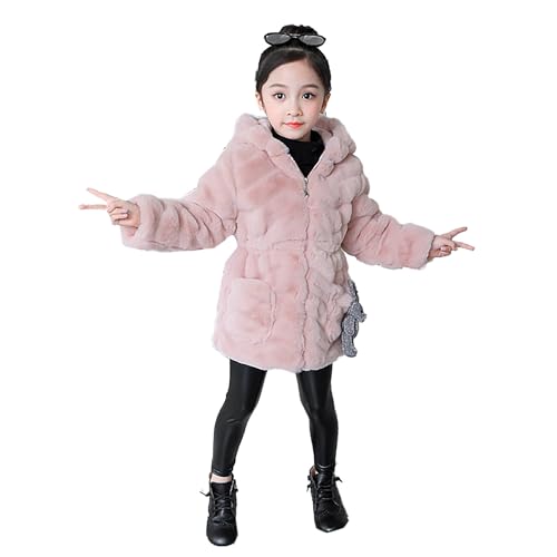 Verve Jelly Kinder Girls Winter Warm Mäntel Jacke Kleidung Outwear Outwolken übermantelhaube kunstfell verdickten Fleece Kleinkind Rosa 120 5-6 Jahre von Verve Jelly