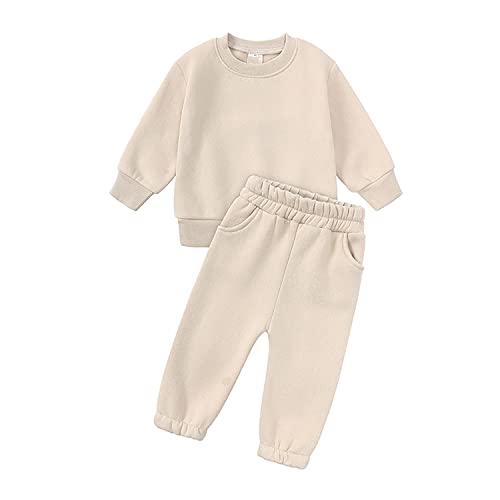 Verve Jelly Kinder Jungen Mädchen 2 teilig Einfarbig Trainingsanzug Langarm Pullover Top + Jogginghose Herbst Winter Outfits Set Khaki 100 2 3 Jahre von Verve Jelly