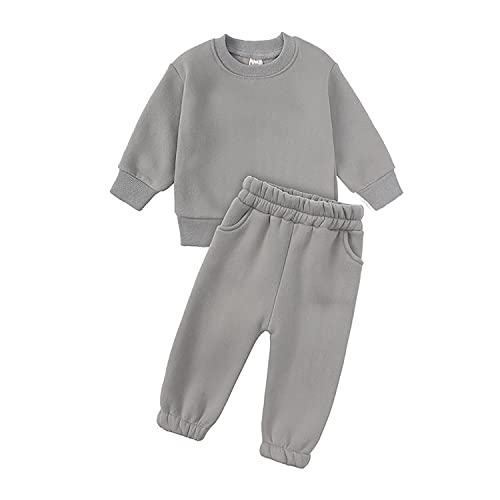 Verve Jelly Kinder Kleinkind Baby Mädchen Trainingsanzug Outfit Rundhalsausschnitt Langarm Pullover Top Sweatshirt und Hose 2 teiliges Kleidungsset Trainingsanzüge Jogginganzüge Grau 100 2 3 Jahre von Verve Jelly