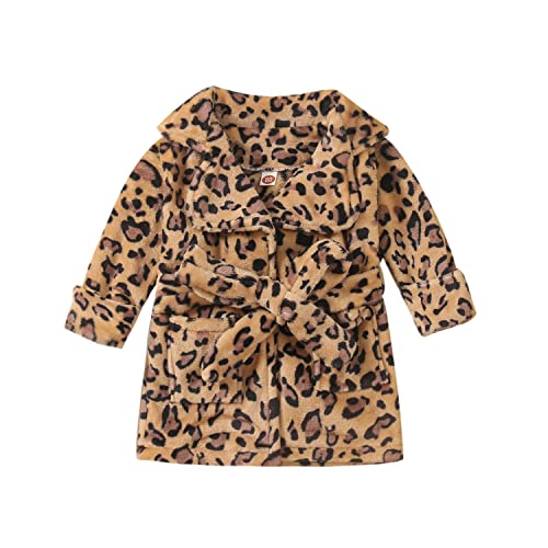 Verve Jelly Kinder Mädchen Jungen Bademäntel Baby Kleinkind Robe Flanell Morgenmantel Pyjamas Nachtwäsche für Mädchen Jungen Leopard 80 1-2 Jahre von Verve Jelly