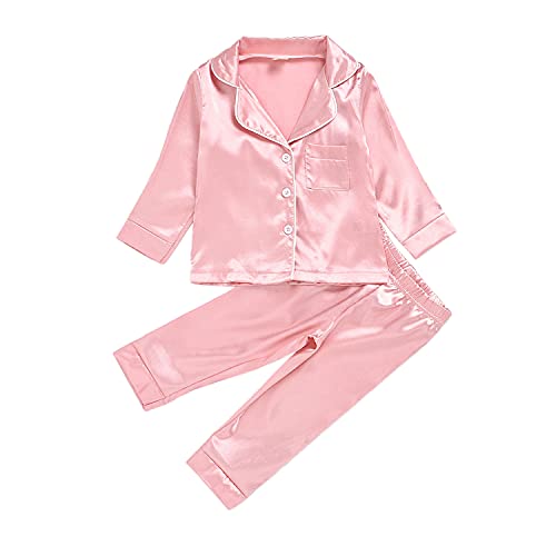 Verve Jelly Kinder Satin Pyjamas Set Baby Jungen Mädchen Langarm Button Down Nachtwäsche Loungewear Lang Sleeplounge Langarm PJS von Verve Jelly