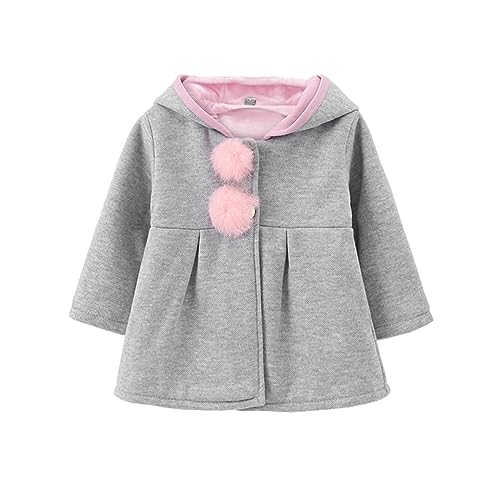 Verve Jelly Kleine Mädchen Nette Kaninchenohren Kapuzenmantel Pom Pom Hoodie Kunstpelz Jacke Outwear von Verve Jelly