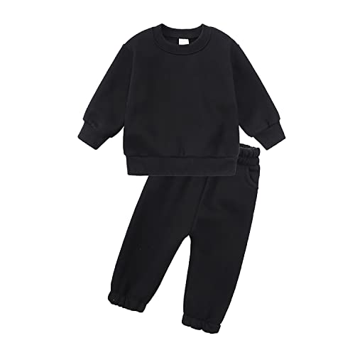 Verve Jelly Kleinkind Baby Junge Herbst Winter Kleidung Set Langarm Sweatshirt Top + Lange Hose 2 Stücke Sweatsuit Trainingsanzug Outfit Schwarz 100 2 3 Jahre von Verve Jelly