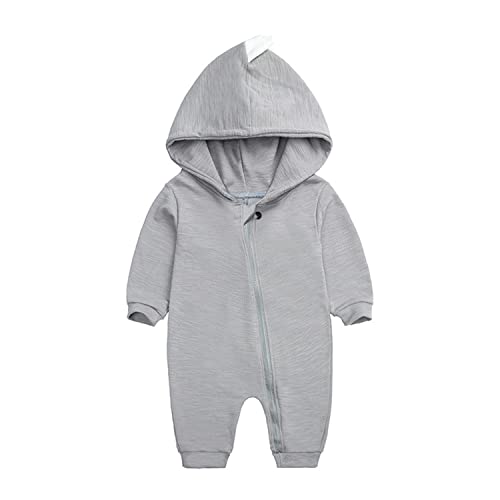 Verve Jelly Kleinkind Baby Jungen Mädchen Hoodies Strampler Langarm Dinosaurier Print Body Einteiliger Reißverschluss Overall Herbst Pyjamas Dinosaurier Grau 59 0-3 Monate von Verve Jelly