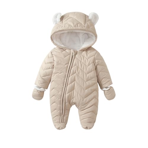 Verve Jelly Kleinkind Baby Jungen Mädchen Kleidung Reißverschluss Kapuzen Strampler Overall Langarm Outfit Herbst Winter Warme Kleidung Beige 18-24 Monate von Verve Jelly