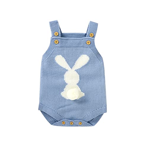 Verve Jelly Kleinkind Baby Jungen Mädchen Strampler Ärmellos Strick Strampler Ostern Overall Einteiler Bodysuit Herbst Winter Lässige Kleidung Blau 80 3-6 Monate von Verve Jelly