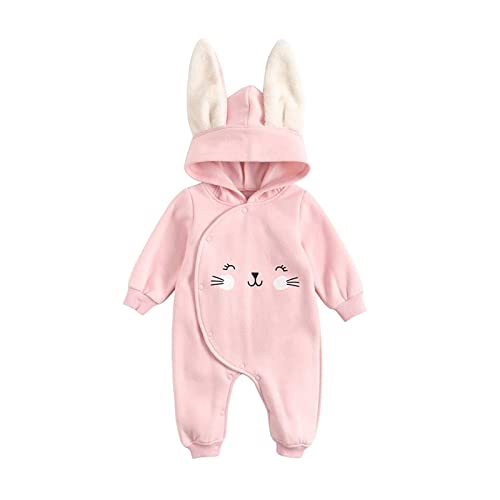 Verve Jelly Kleinkind Baby Jungen Mädchen Strampler Outfits Langarm Button-Down-Overall Cartoon Bedruckter Bodysuit Frühling Sommer Herbst Kleidung Set Häschen 0-6 Monate von Verve Jelly