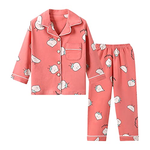 Verve Jelly Kleinkind Baby Mädchen 2 Stück Langarm Button-Down-Shirts Tops und Hosen Lässige Loungewear Niedliche Kleidung Rot 150 8-9 Jahre von Verve Jelly